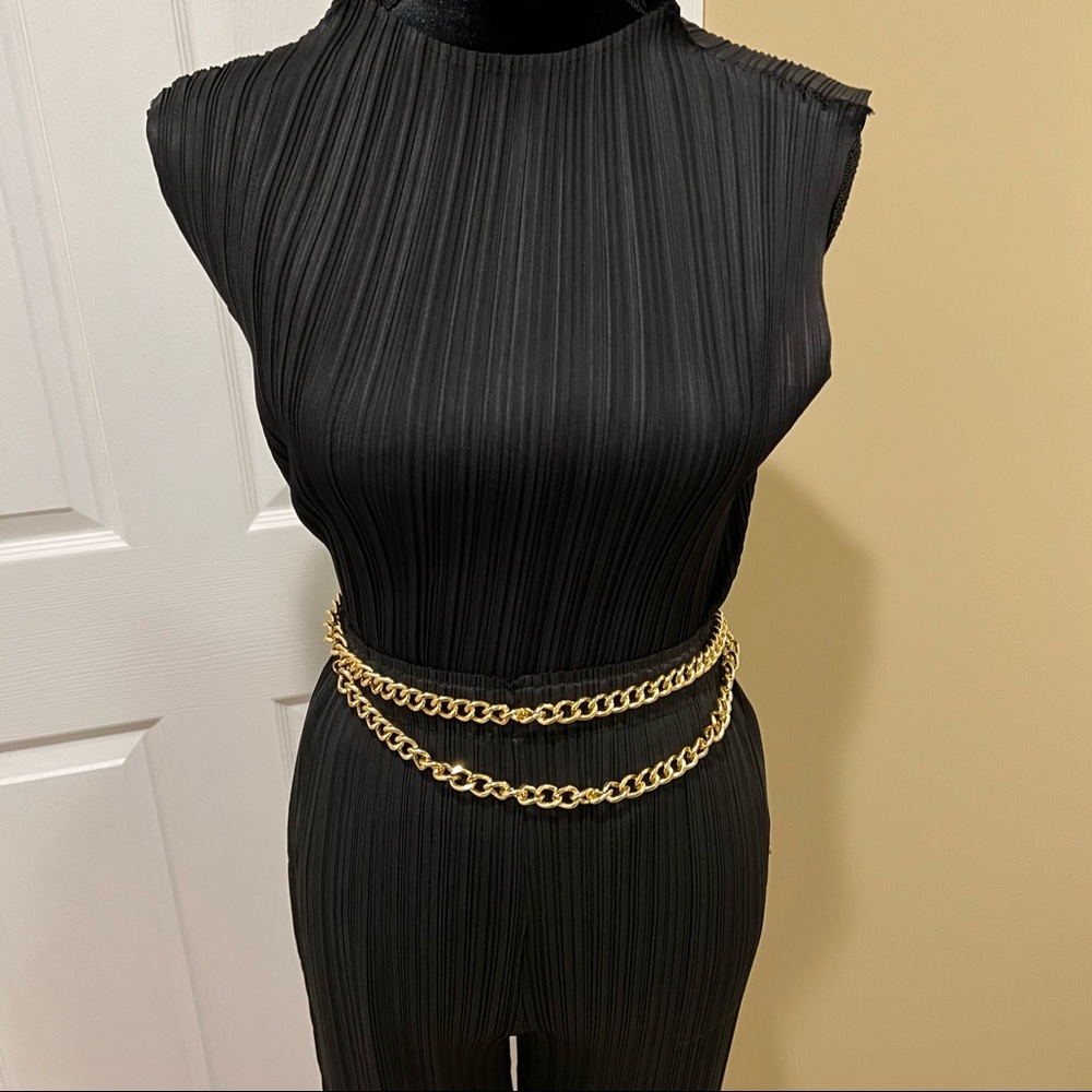 Office two pieces set turtleneck top loose pants casual pleated wide leg pants - Picture 13 of 15